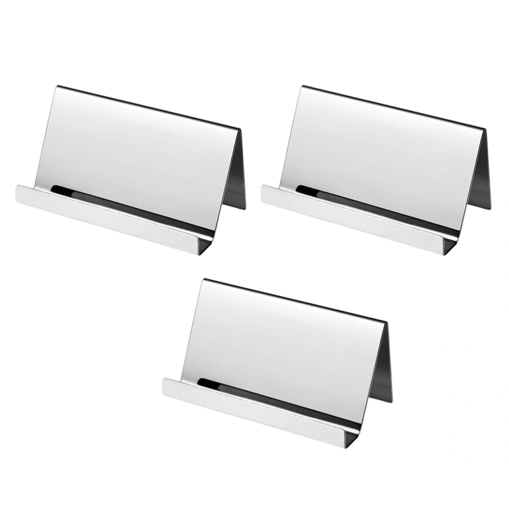 3PCS Stainless Steel Business Holder Multifunctional Display Stand for Office (Silver)