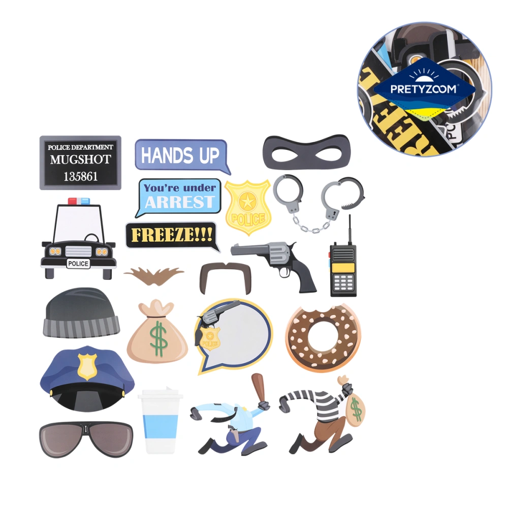 PRETYZOOM 21 Pcs Police Catching Thief Role Play Party Photo Props Funny Party Tool Decoration