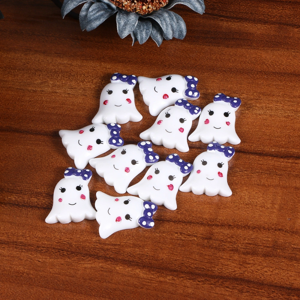 10pcs Cartoon Ghost Patches Halloween Theme Resin Accessories DIY Crafts Embellishment