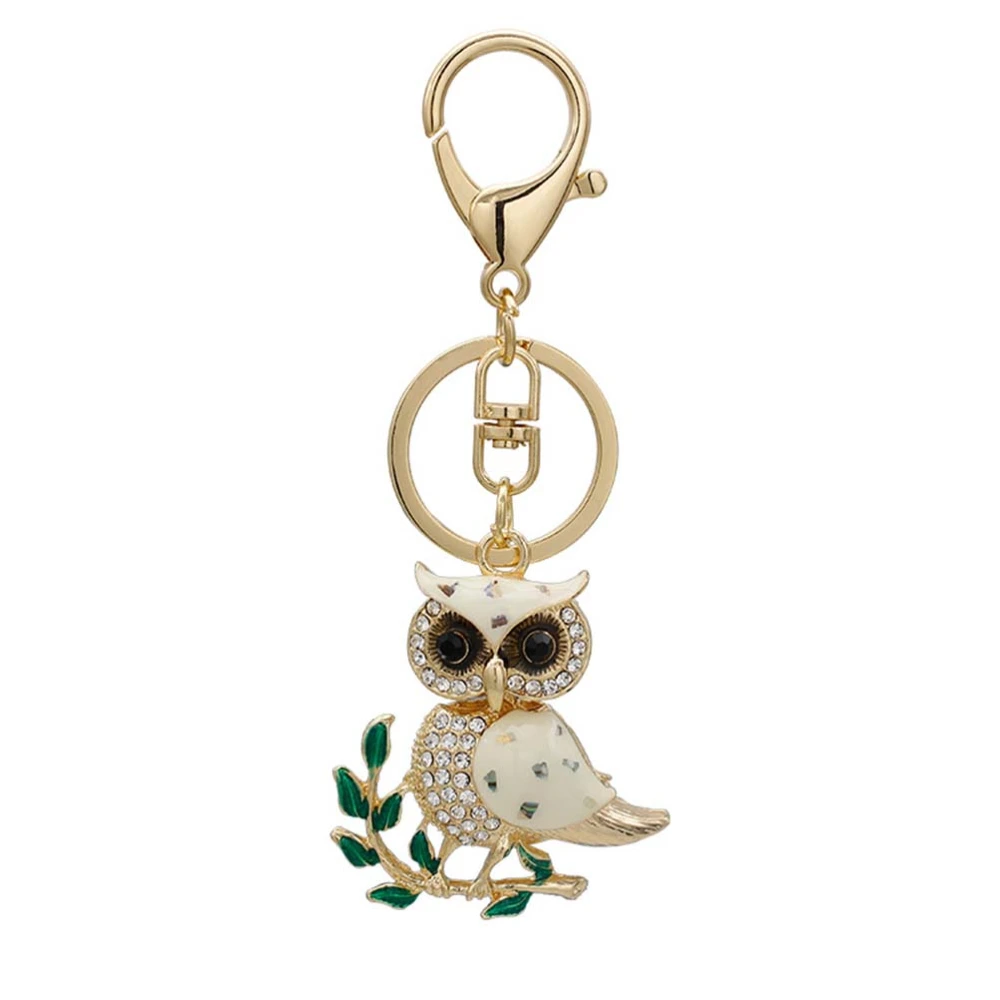 Creative Rhinestone Branch Owl Pendant Metal Keyring Purse Hand Bag Car Charm Keychain Gift