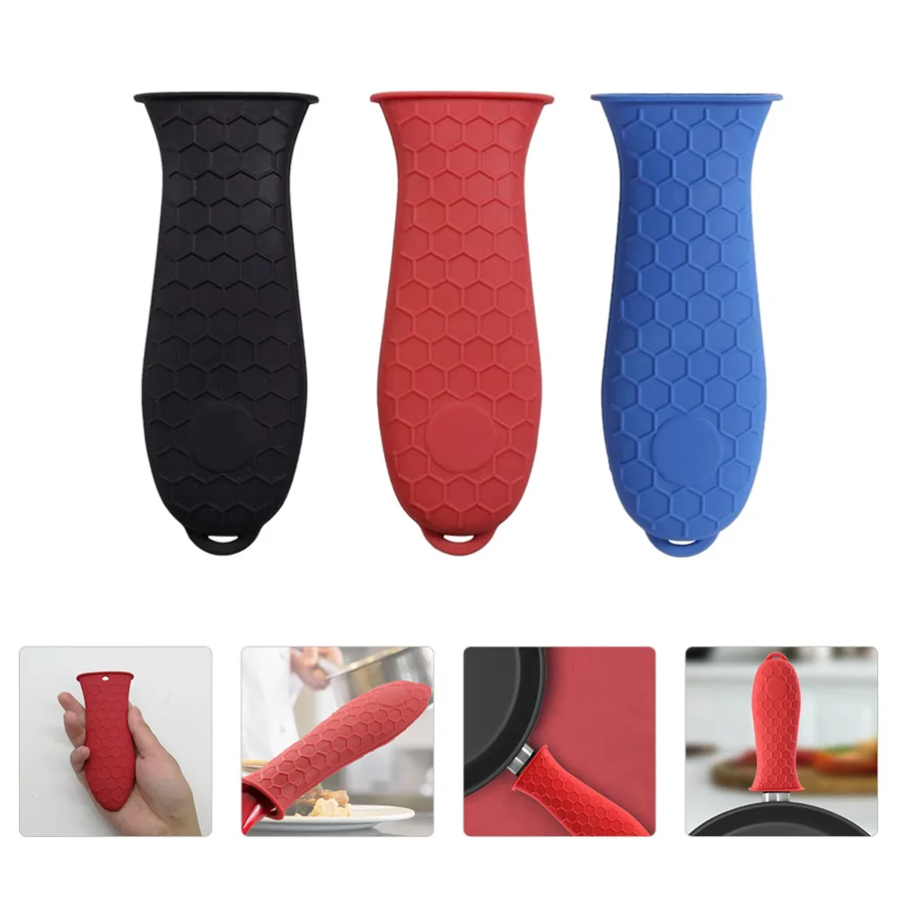 3Pcs Silicone Pot Handle Covers Anti-scalding Pot Handle Sleeves Non-slip Covers