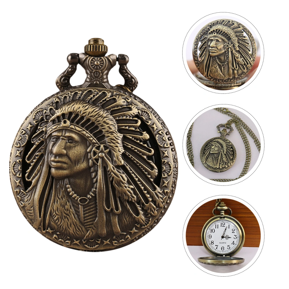 Retro Watch Vintage Indian Chief Quartz Pocket Watch Antique Hanging Watch