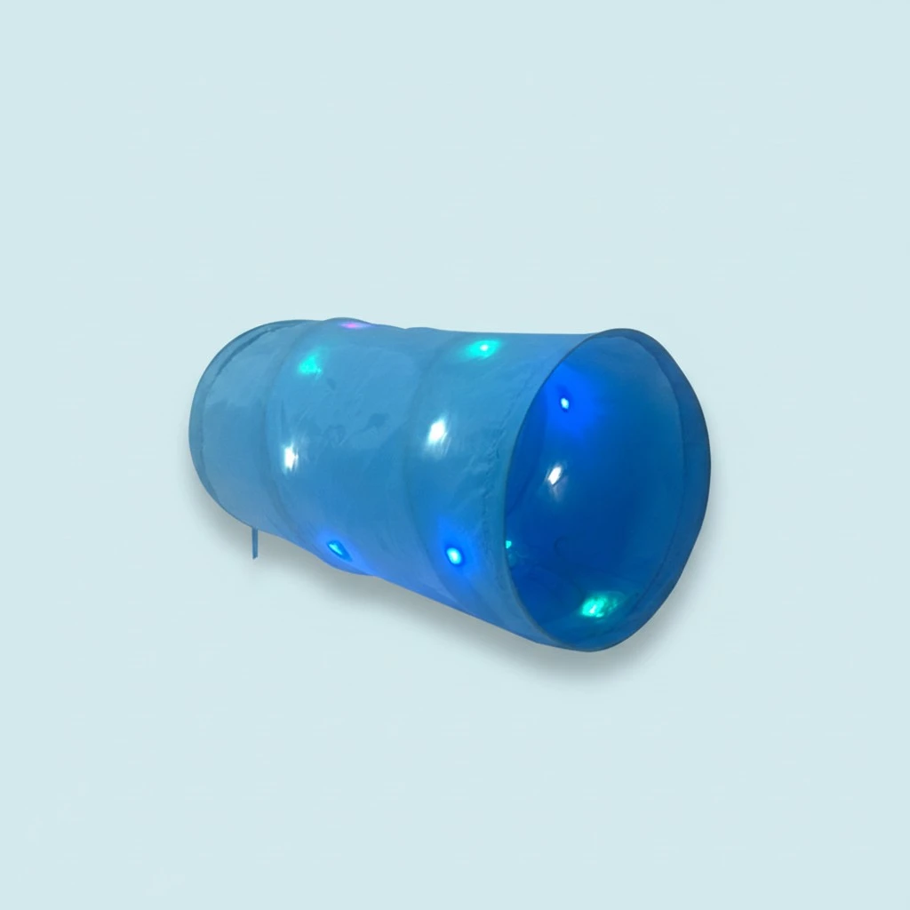 Foldable Cat Tunnel Toy Glowing Kitten Tunnel Portable Cat Teasing Toy (Blue)