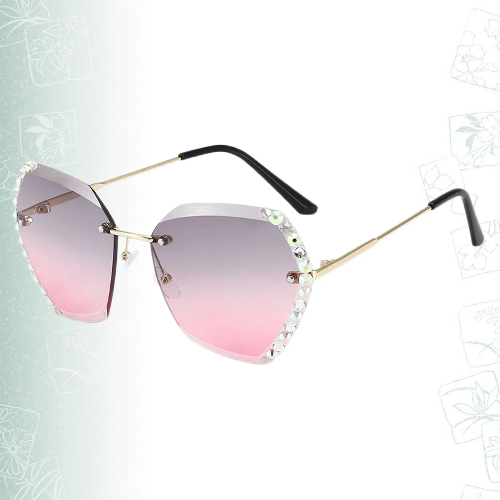 1Pc Fashion Sunglasses Crystal Party Glasses UV Protection Glasses Delicate Eyewear Accessories (Golden Pink Grey)