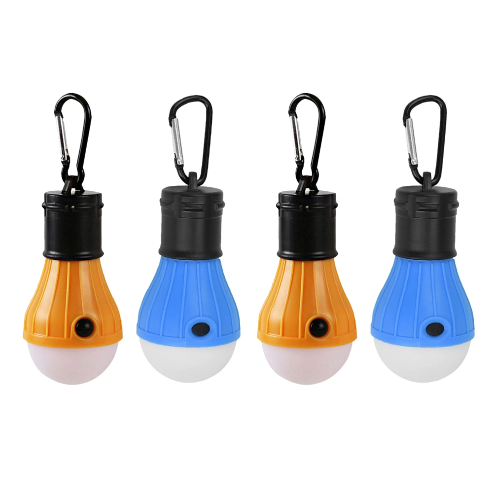 4PCS 3 LED Tent Hanging Lamp Waterproof Sphere Shaped Camping Lamp Portable Emergency Light Lantern for Outdoor Hiking Without Batteries (Yellow, Blue)