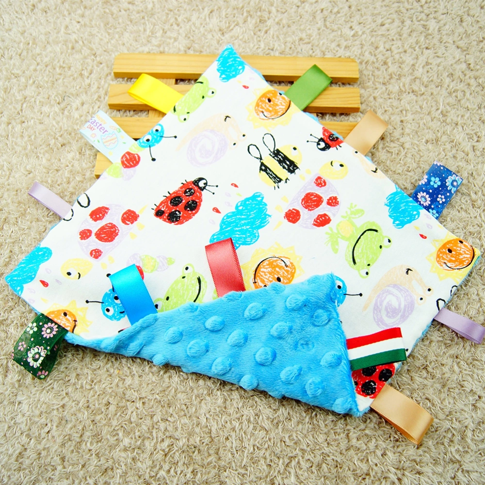 2pcs 25x25cm Baby Bib Sleeping Appease Blanket Newborn Plush Kint Towels (Dinosaurs + Insects)