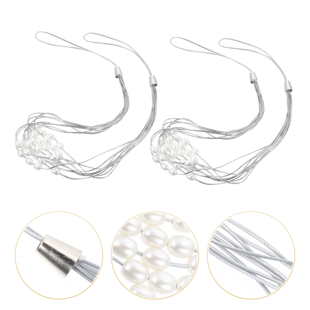 2pcs Curtain Decorative Tie Rope Pearl Curtain Holder Curtain Binding Rope