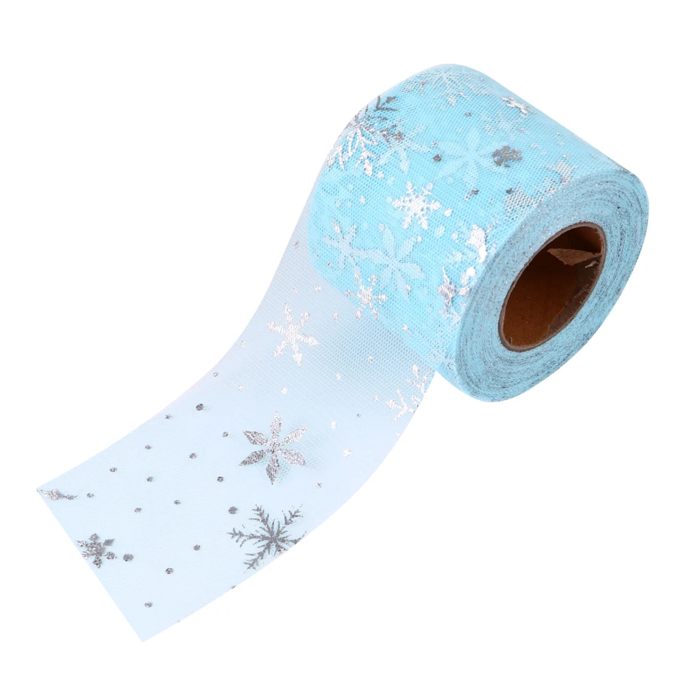 1 Roll Snowflake Tulle Roll Christmas Gauze Roll Snowflake Ribbon Wrapping Gauze