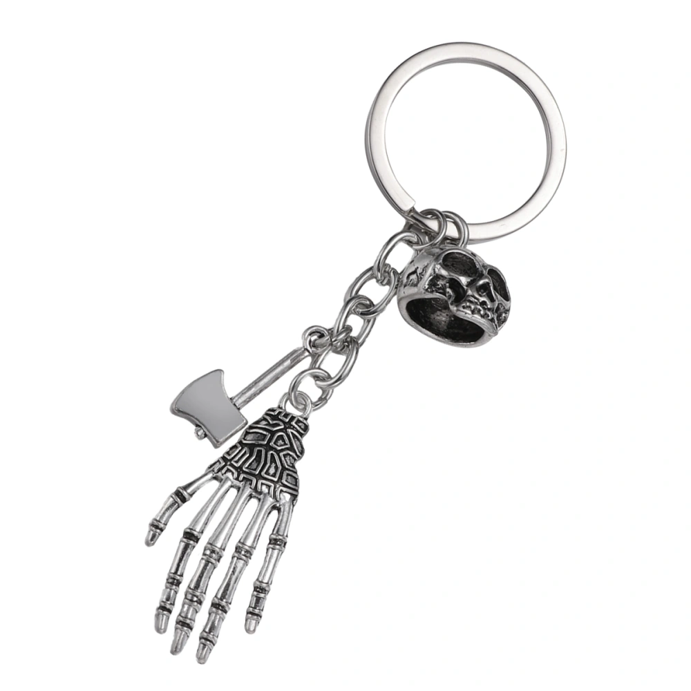 Halloween Keychains Metal Skull Hand Pendant Skeleton Design Keyrings Decor Hanging Key Chains for Car Key Bag Phone