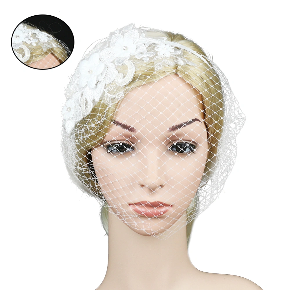 Beautiful Bride Mesh Headdress Elegent Flower Decor Hair Headwear for Lady Woman Female(HA5493, As Shown)