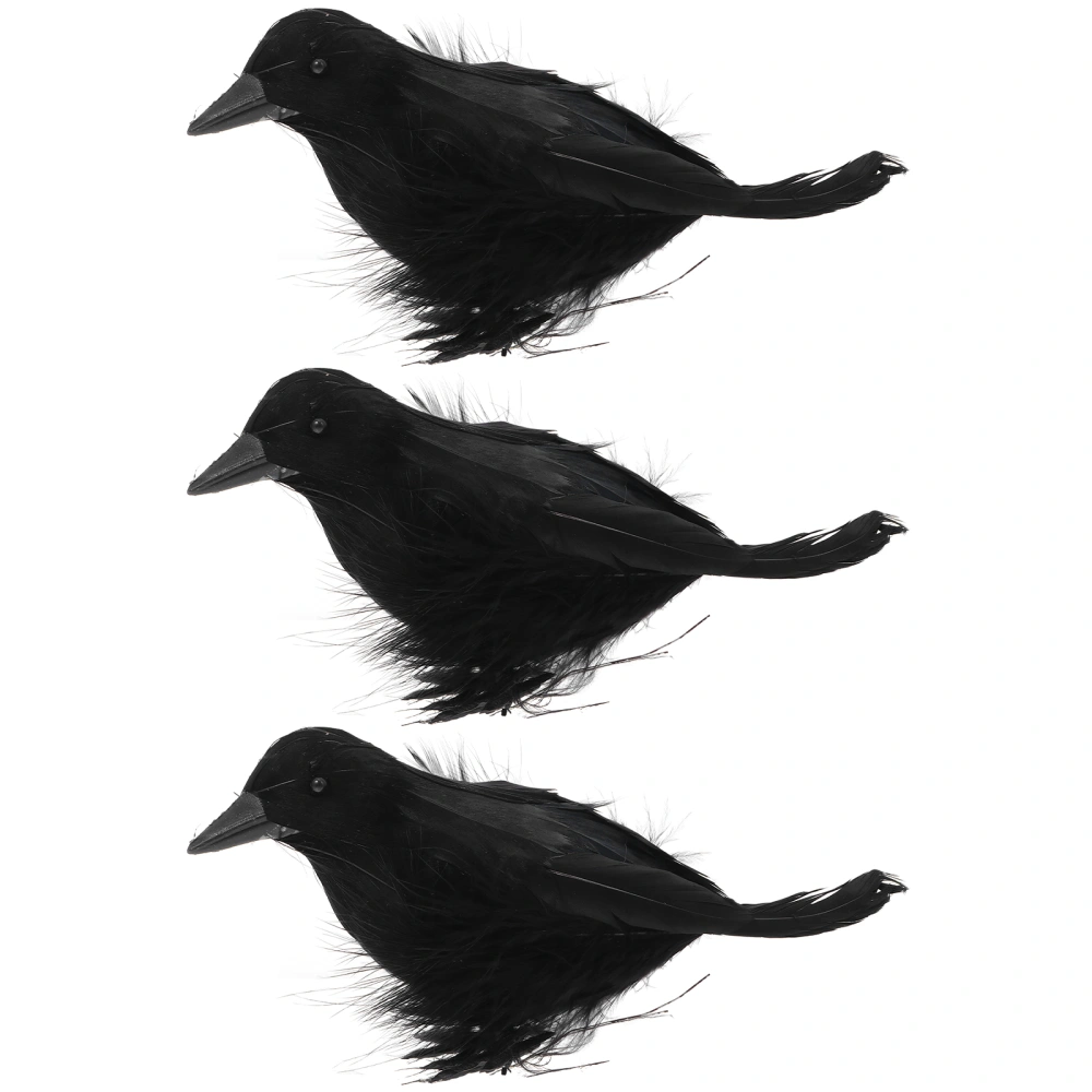 3pcs Simulation Crow Shape Adornment Desktop Decoration Creative Ornament(Black)