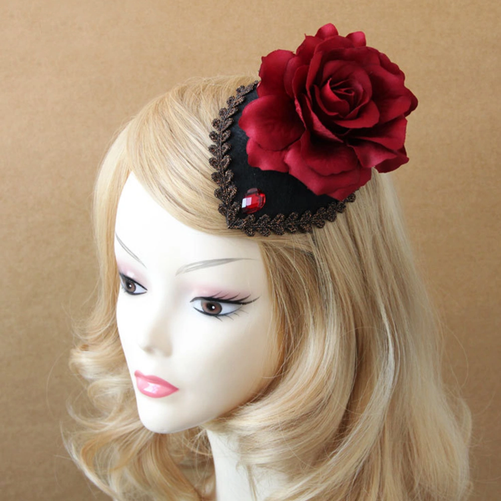 Small Hat Hairpins Gothic Rose Flower Mini Hat Hair Clips Headwear Woman Hair Accessories FJ-144