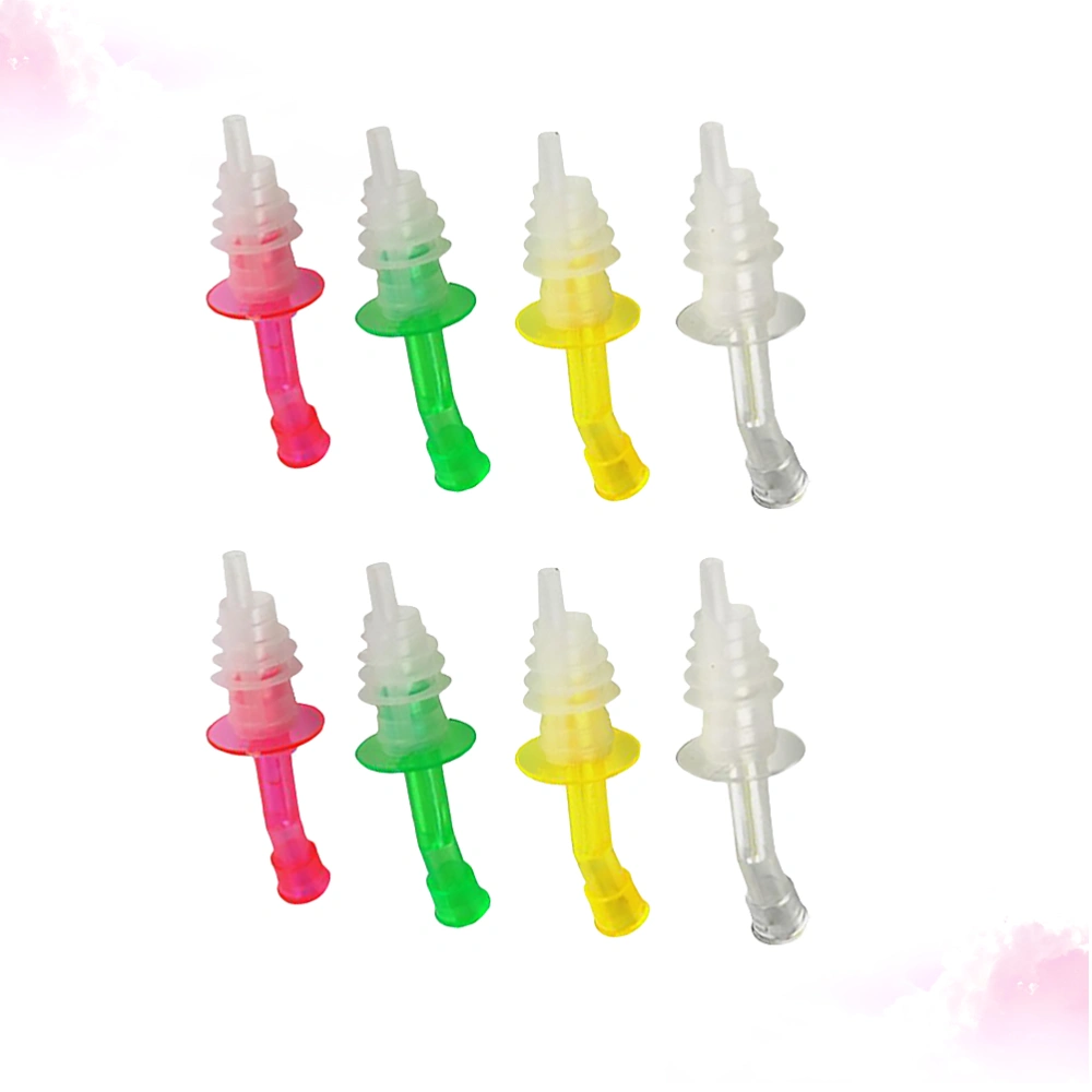 8pcs Silicone Wine Pourers Liquor Pour Spouts Oil Stopper Sauce Bottle Nozzle with Lid Kitchen Accessories for Liquor Oil (Random Color)