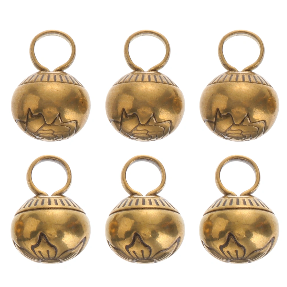 6Pcs Chinese Costume Round Brass Button Vintage Sewing Button Clothing Accessory