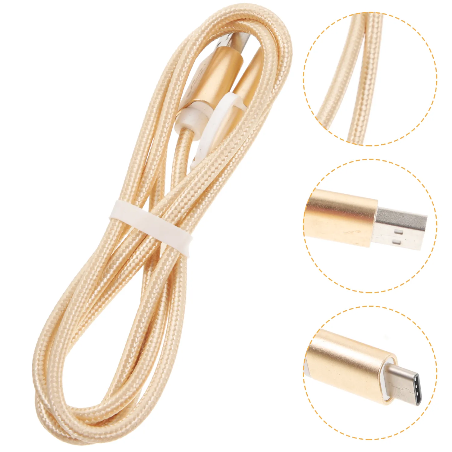 1 Pcs 2 in 1 Micro USB Type C Charging Cable Charging Wire with USB Type C to Micro USB Adapter Compatible for Android Golden
