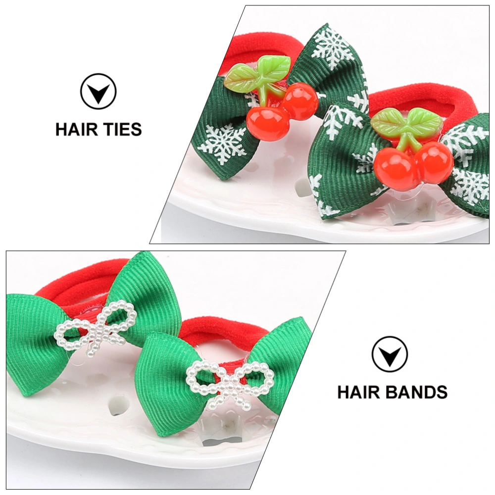 20Pcs Christmas Baby Girls Hair Bow Ponytail Holders Elastic Ties Ropes