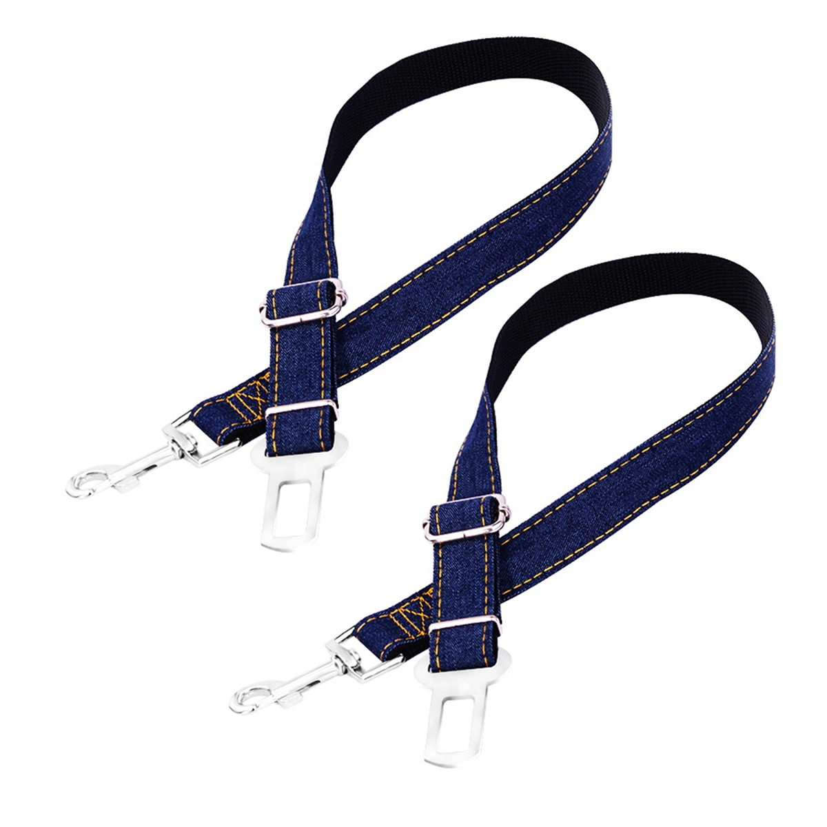 Adjustable Pet Car Seat Belt Dog Harness Car Vehicle Seatbelt Cowboy Fabric Material (Black)
