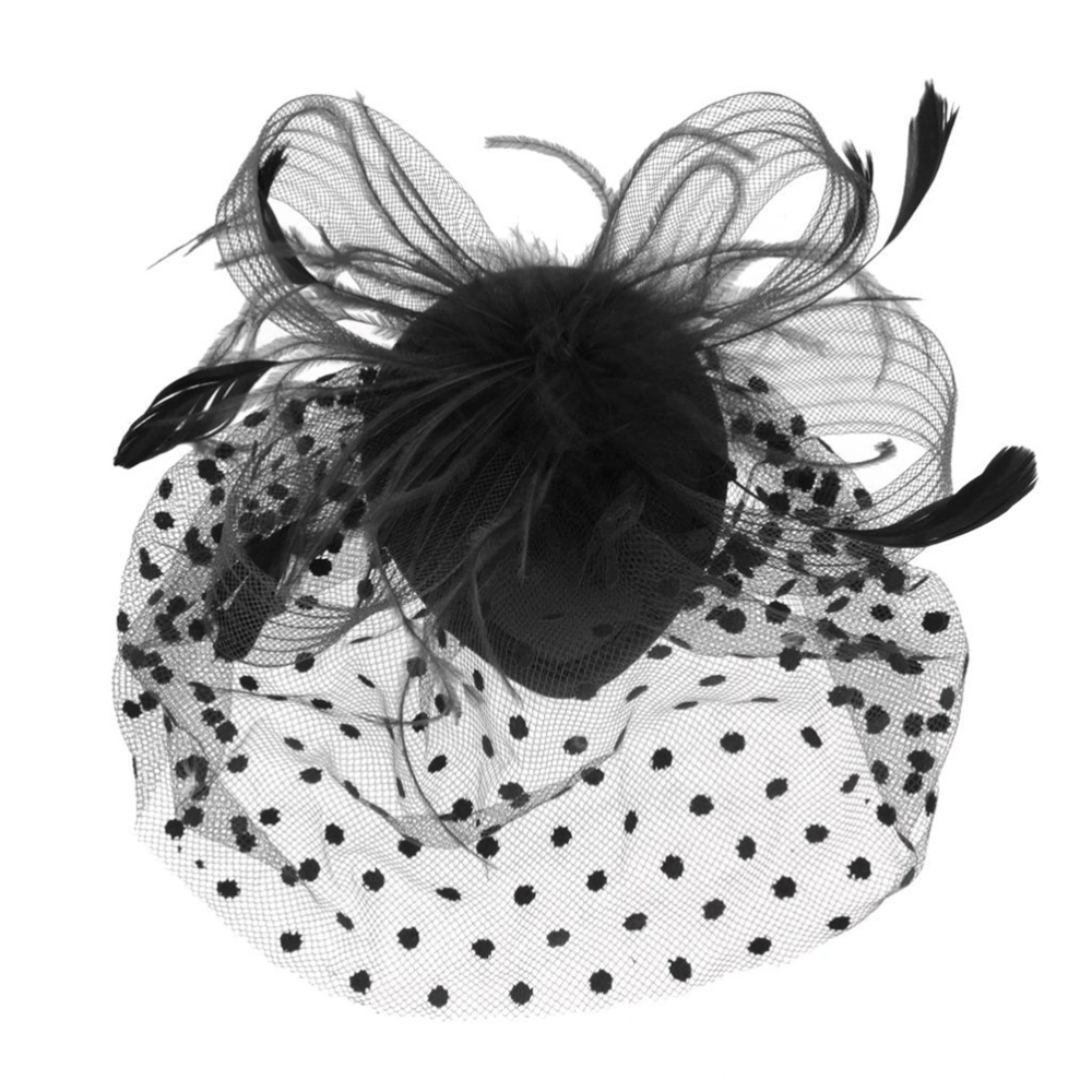 Retro Style Bird Cage Mesh Bridal Face Veil  Fascinator Hair Clip (Black)