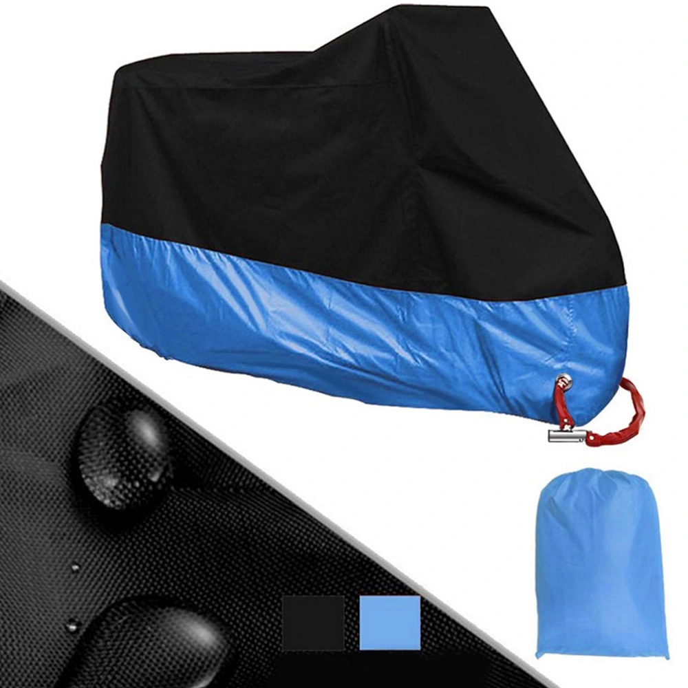 Motorcycle Motorbike Waterproof UV Protective Sunproof Dustproof Breathable Cover Outdoor Indoor With Storage Bag Size XXXXL Black and Dark Blue