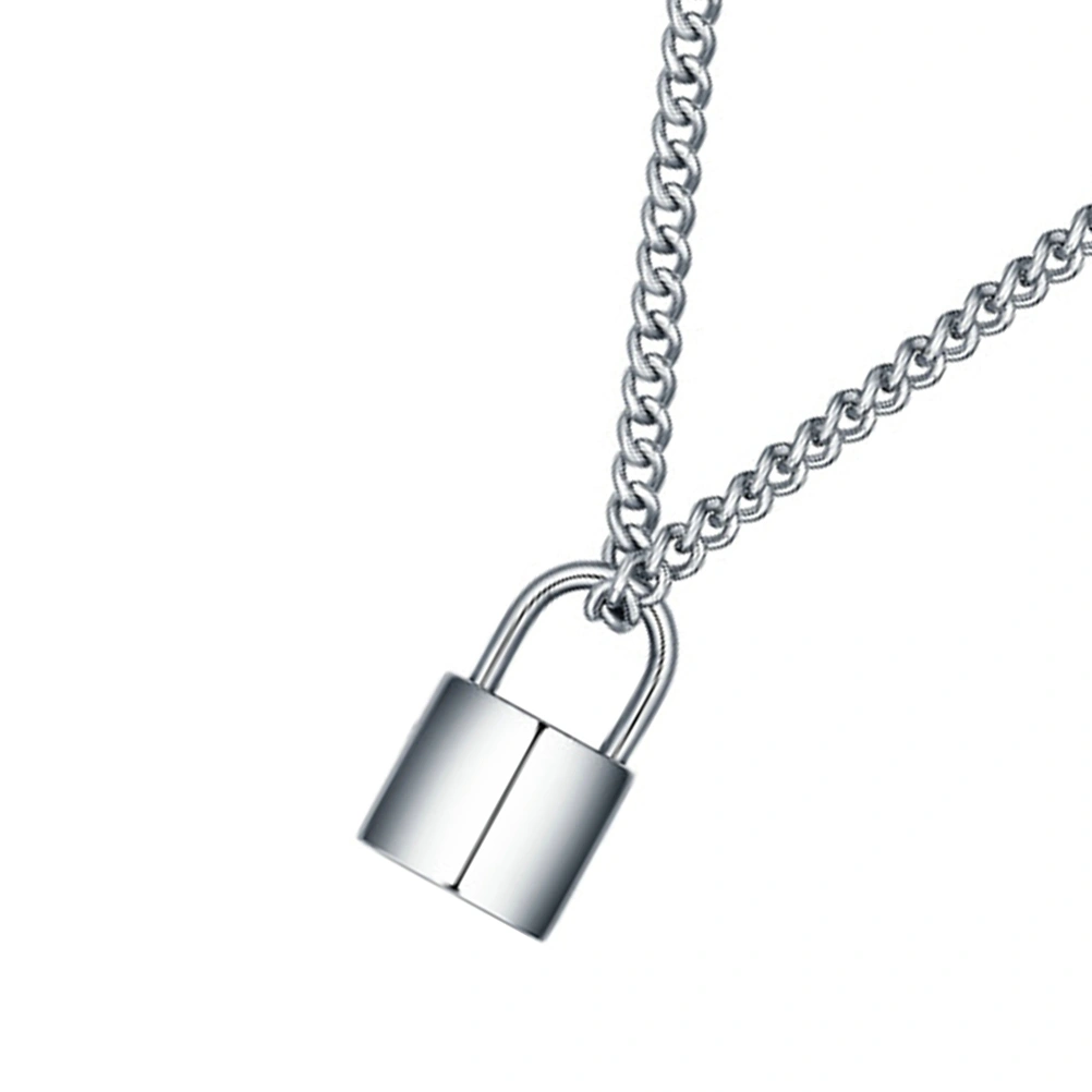 Lock Necklace Titanium Steel Chic Modern Pendant Accessory for Men Women
