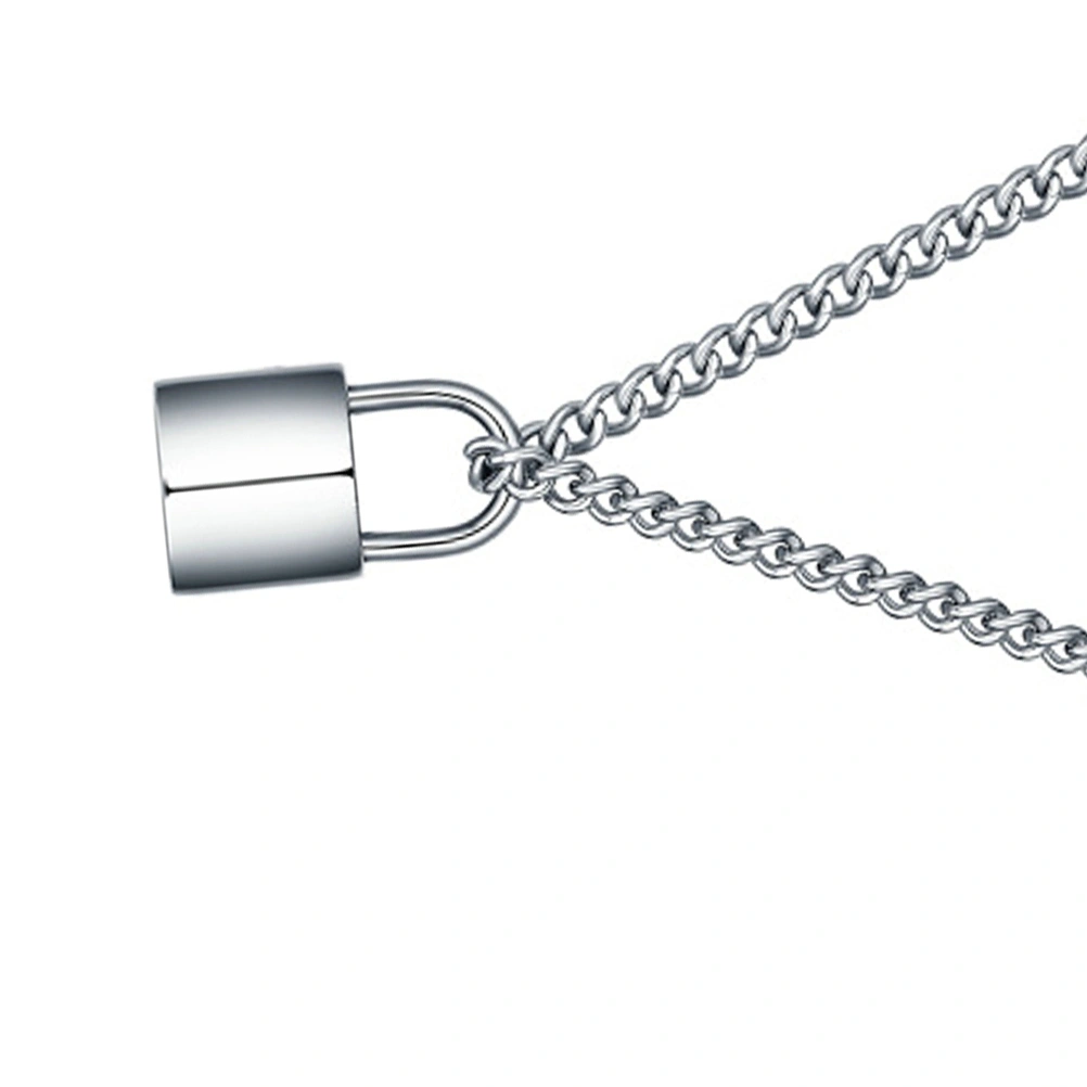 Lock Necklace Titanium Steel Chic Modern Pendant Accessory for Men Women