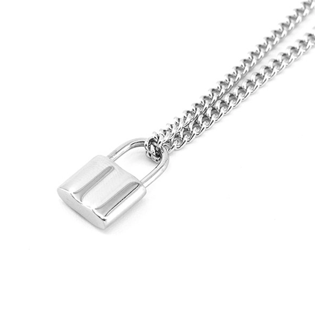 Lock Necklace Titanium Steel Chic Modern Pendant Accessory for Men Women