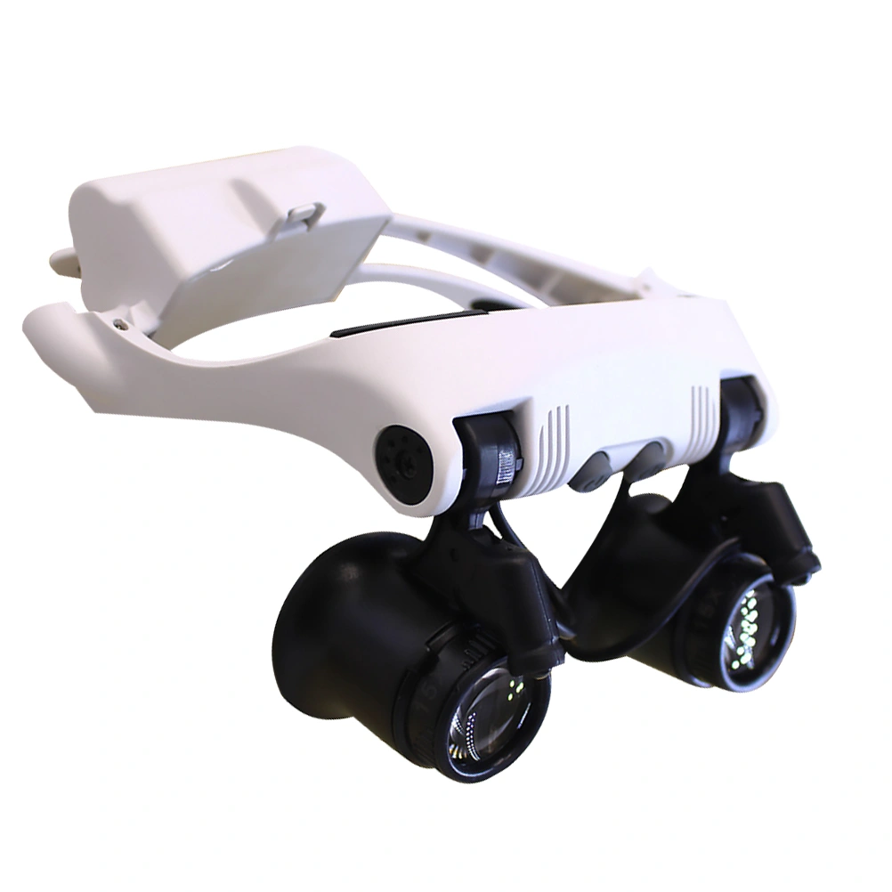 1Pc Head-mounted Magnifying Glasses with LED Light for Repairing and Appraisal (White)