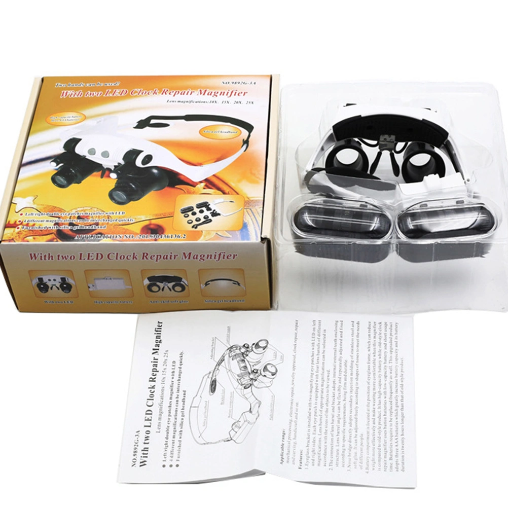1Pc Head-mounted Magnifying Glasses with LED Light for Repairing and Appraisal (White)