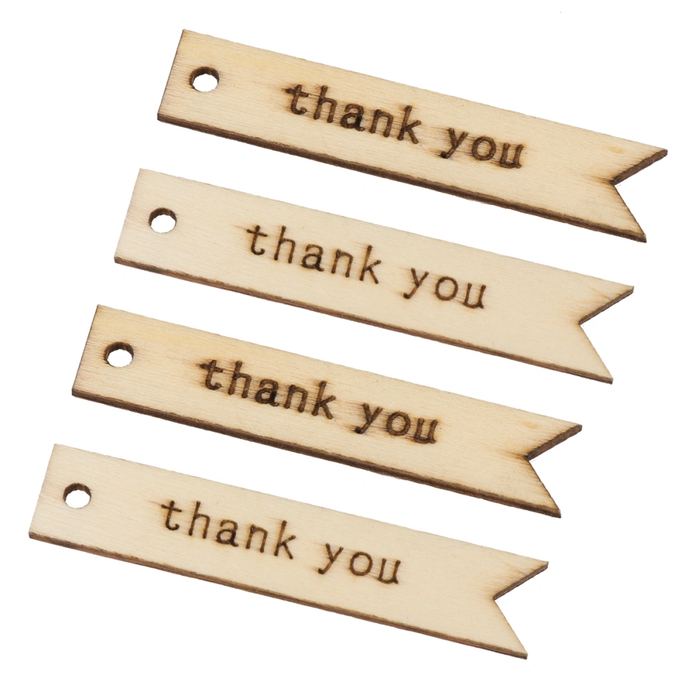 60pcs Thank You Letter Printing Wooden Hanging Tag Craft Ornament Decoration Wooden Cutouts DIY Accessories Pendant Decorative Props