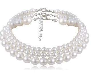 8mm 10mm Imitation Pearl Women's Three-layer Necklace