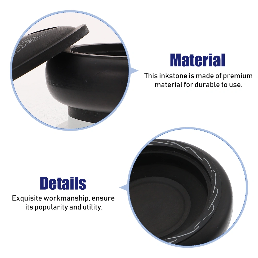 Household Chinese Inkstone Professional Calligraphy Inkstone Convenient Round Inkstone