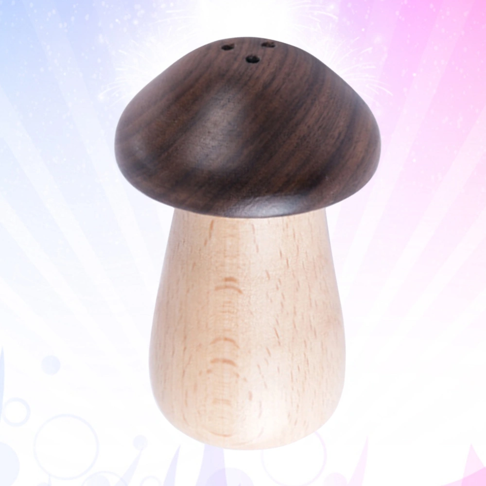 Household Toothpick Box Wooden Toothpick Container Jar Holder Mushroom Shape Design for Home (Brown)