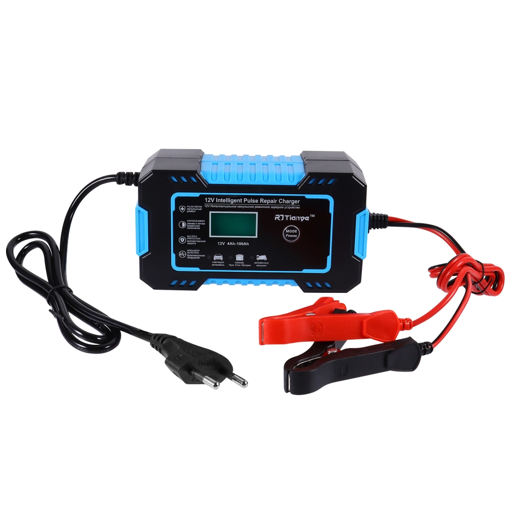 Automobile Battery Charger 12V 6A Pulse Repair LCD Battery Charger EU Plug