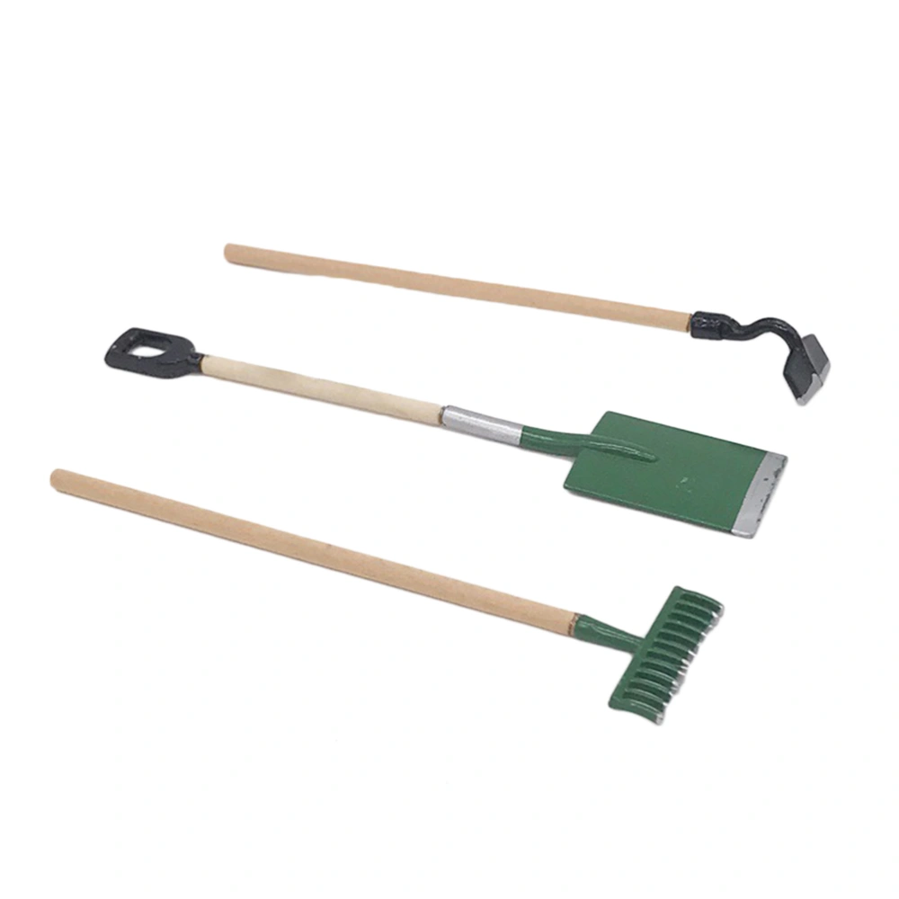 3Pcs Mini Gardener Tools Spade Rake Hoe Model Gardening Set Epitome for Kids Children