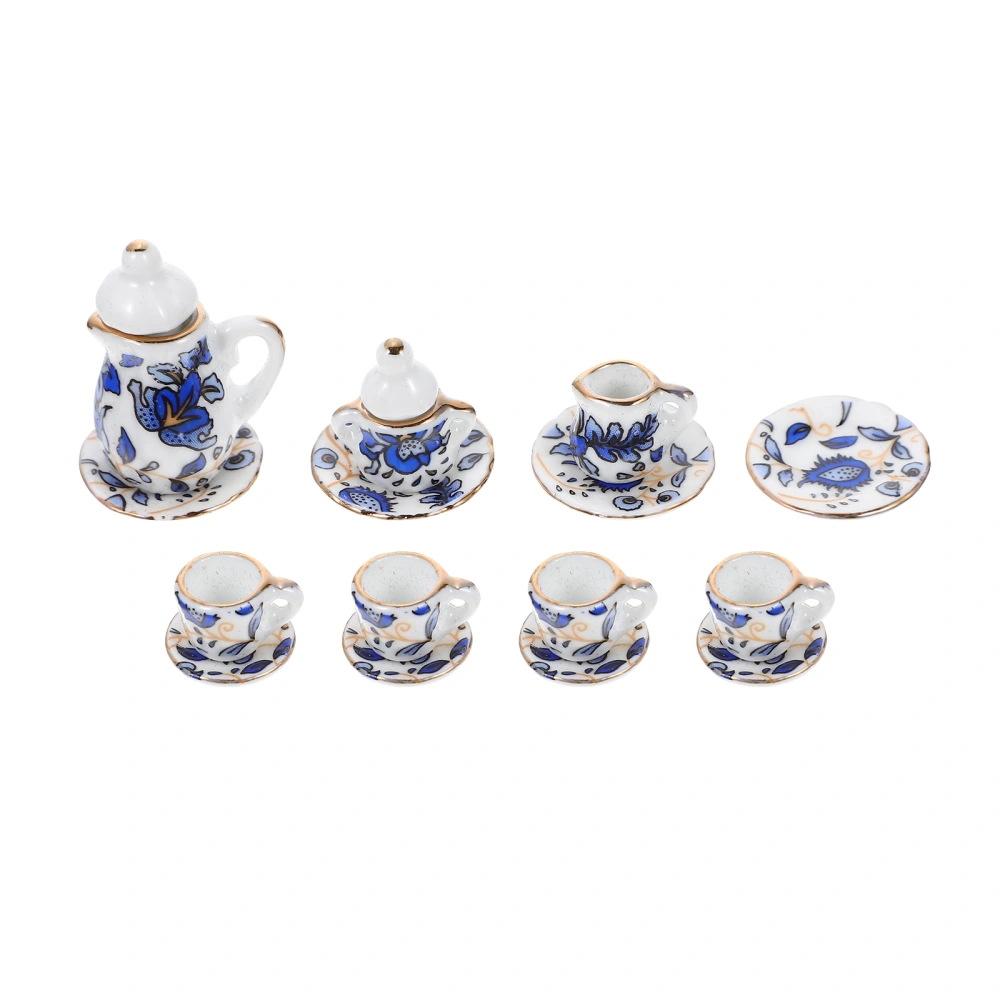 1 Set Doll House Mini Tea Kettle Teacup Adornments Miniature Tea Ware Decorations