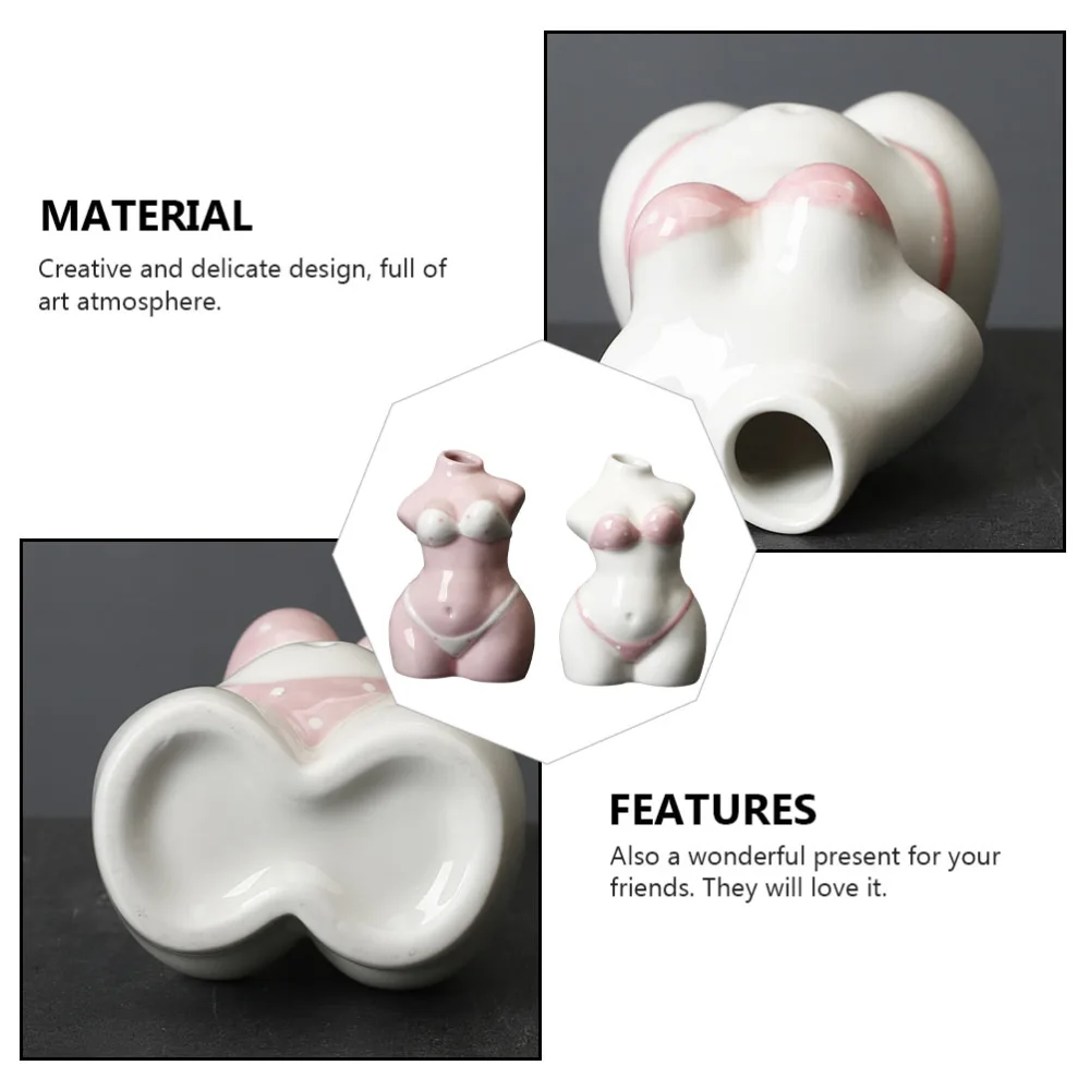 2pcs Creative Ceramic Vase Human Body Shape Modern Home Vase Decoration