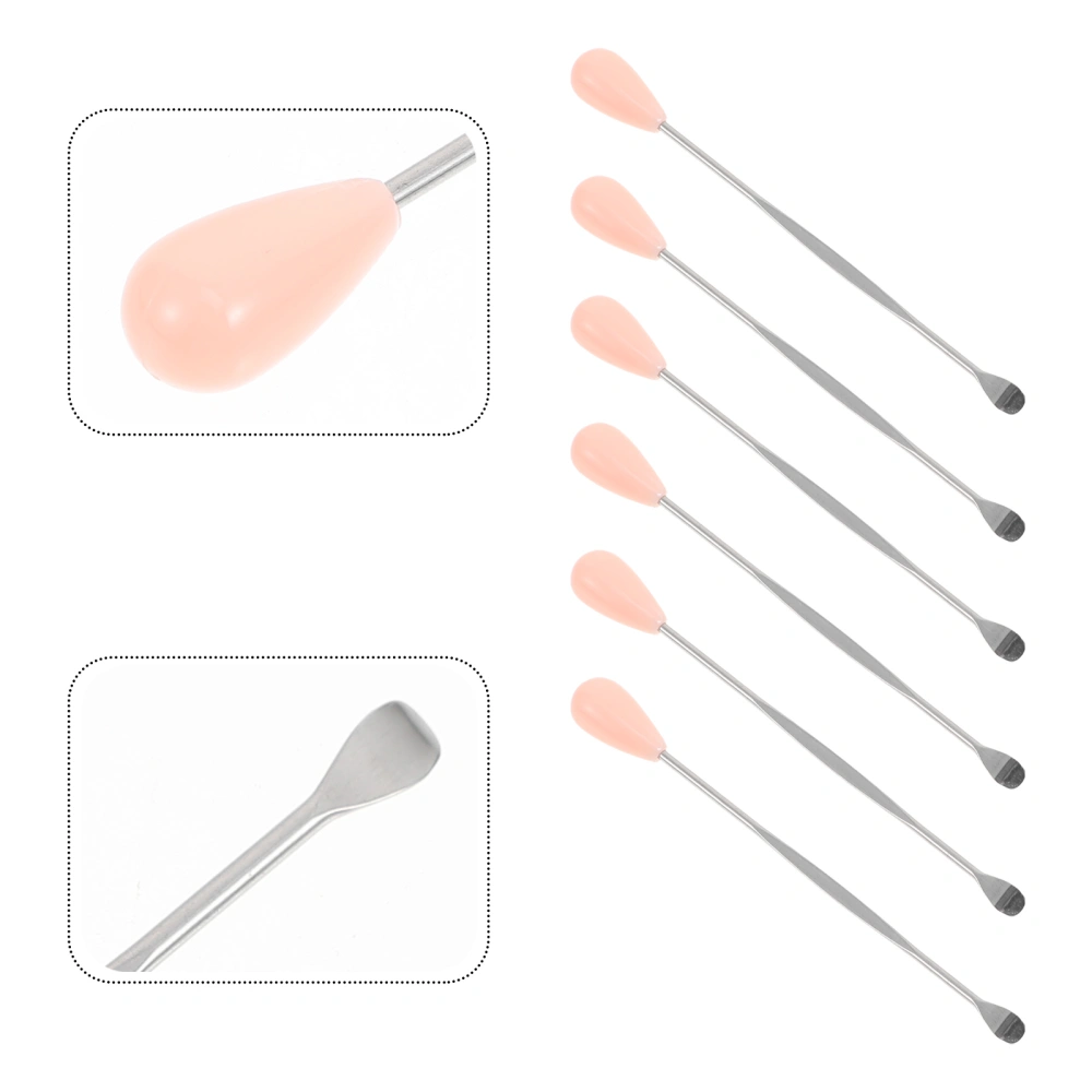 12pcs Stainless Steel Ear Picks Simple Ear Spoons Ear Wax Cleaning Tools (Pink)