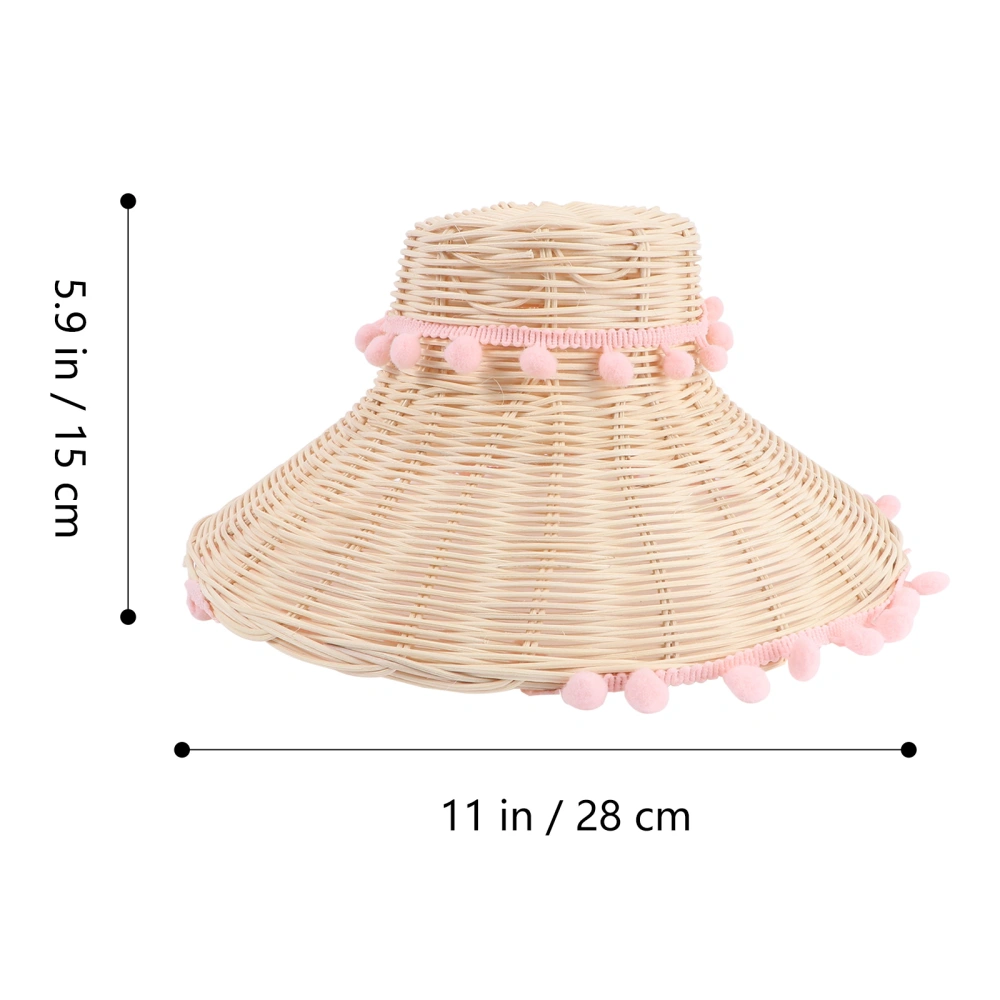 1pc Rural Rattan Lampshade Weaving Hanging Lamp Lampshade with Light Source