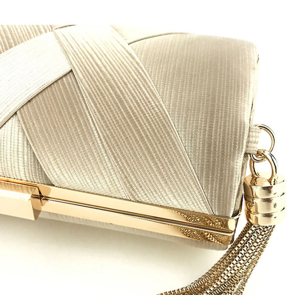 Gorgeous Handbag Tassel Evening Pouch Clutch Bag Fashion Purse for Wedding Cocktail Party Dinner (Light Golden)