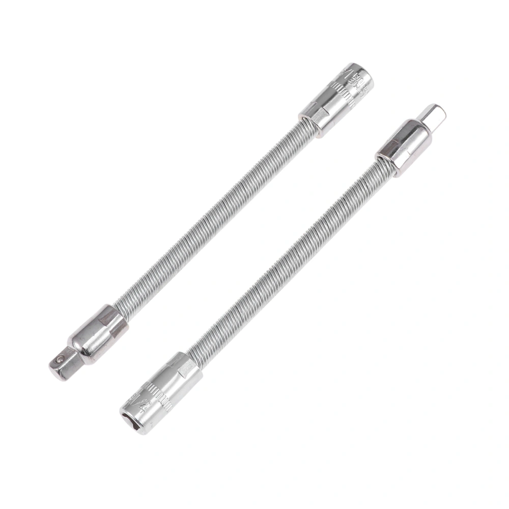 2PCS 1/4 Inch Socket Wrench Post Elastic Extension Rod Socket Wrench Accessories(Silver)