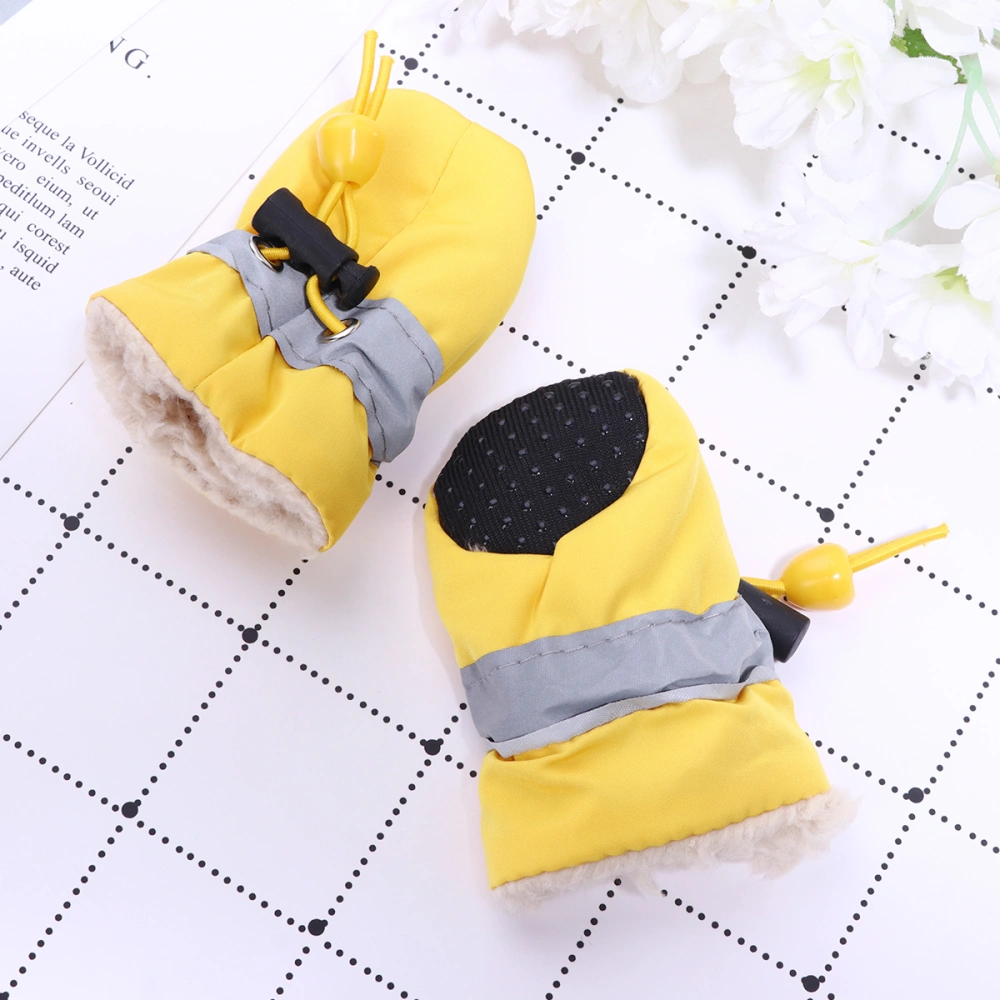 Anti-skid Pet Shoe Rain Boots Dog Foot Cover Thick Plush Dog Boots Paw Protector Sole Pet Shoes (Yellow Size 3）