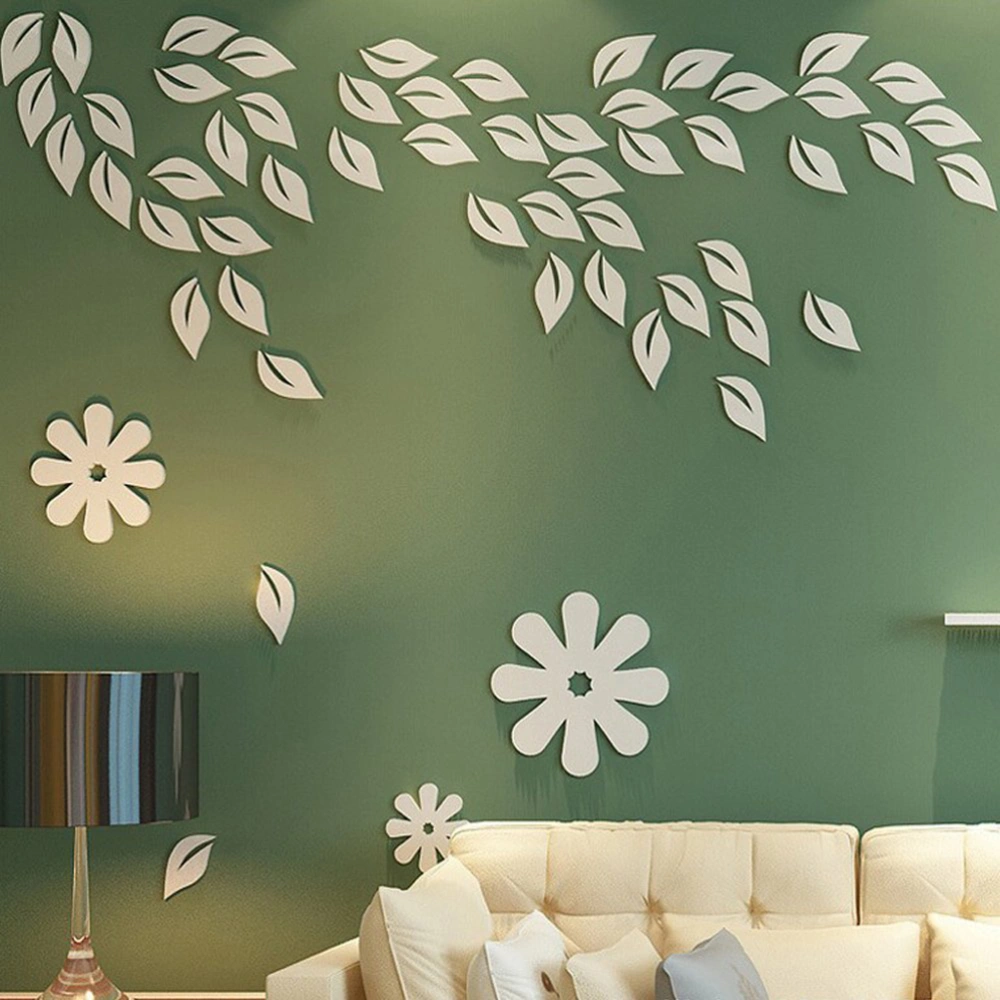 6PCS 3D Wooden Fall Leaves Wall Murals Removable Wall Sticker Falling Graphic Wall Decal Stickers 5"L X 2"W (white)