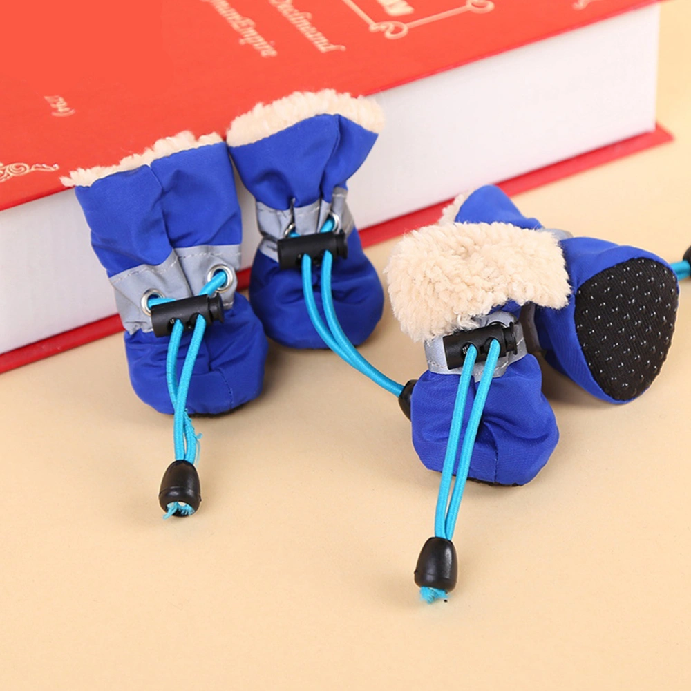 4pcs Sole Pet Shoes Anti-skid Pet Shoe Rain Boots Dog Foot Cover Thick Plush Dog Boots Paw Protector for Pet Dog Teddy (Random Color)