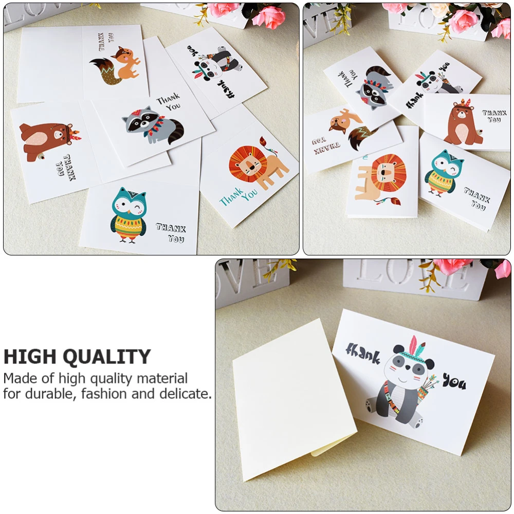 24Pcs Cartoon Animals Cards Thank You Cards with Envelopes and Stickers