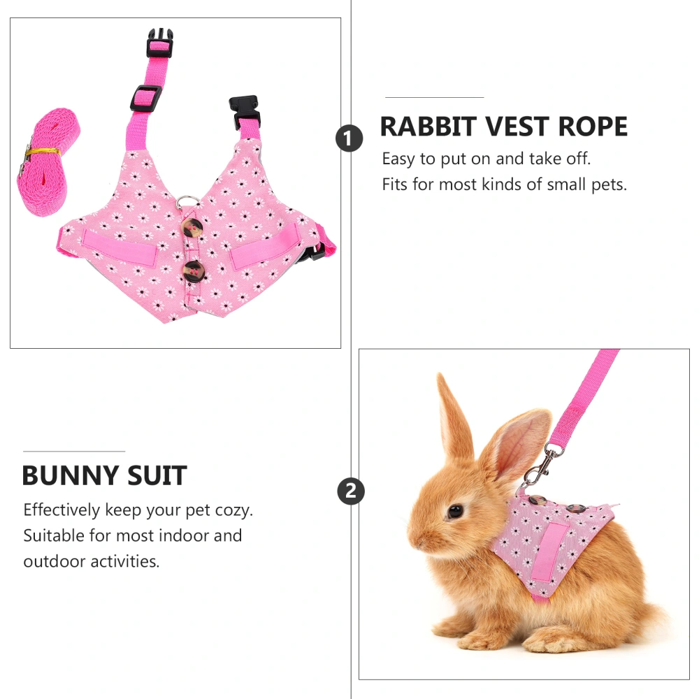 1 Set of Bunny Printing Suit and Leash Small Pet Costume Leash Pet Decors