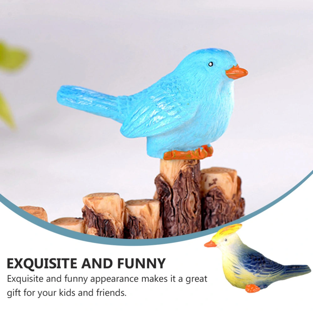 5pcs Miniature Birds Resin Figurines Dollhouse Birds Ornaments Landscape Decor