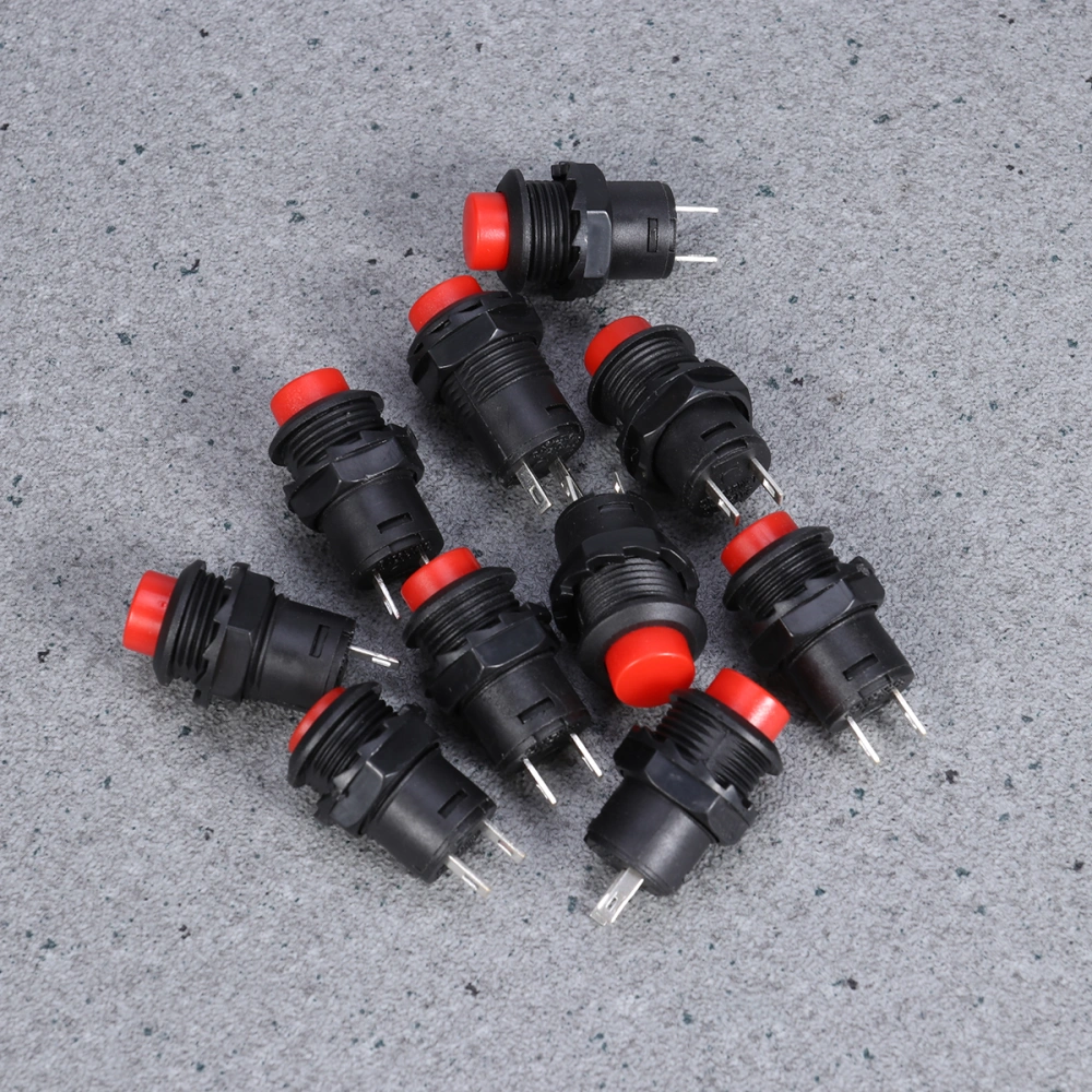 10Pcs 2 Pin Self Locking Momentary SPST NO Red Push Button Switch AC 125V/3A