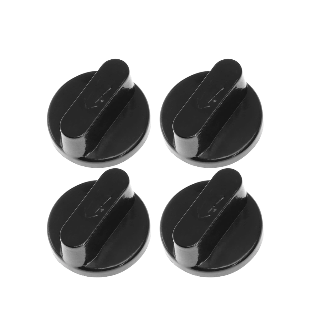 4 PCS Plastic Gas Stove Knobs Replacement Embedded Stove Switch (Black)