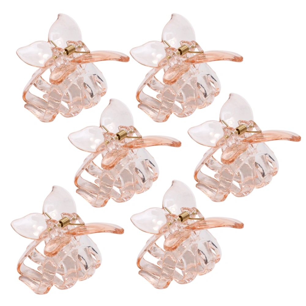 6pcs Transparent Hair Claw Clip with Strong Hold Grip No Hairgrip Beauty Stylish Hair Accessories(Champagne)