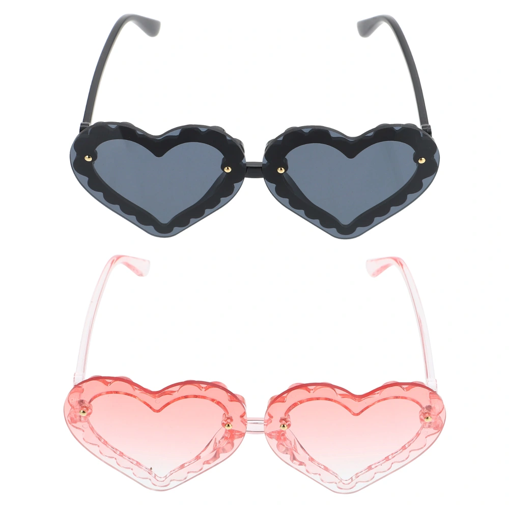 2pcs Kids Party Sunglasses Fashion Sunglasses Heart Shaped Eyeglasses Photo Props